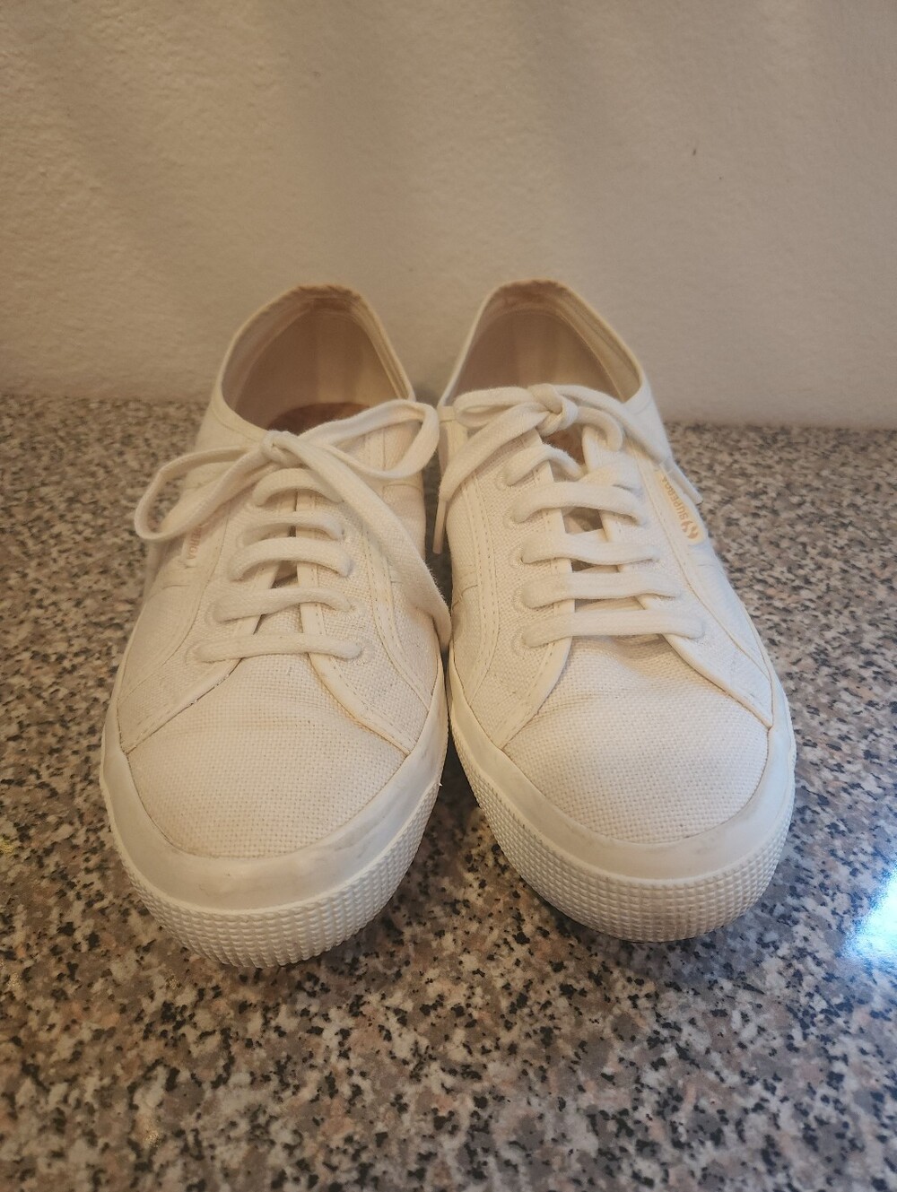 Cream Canvas Lace-Up Sneakers
